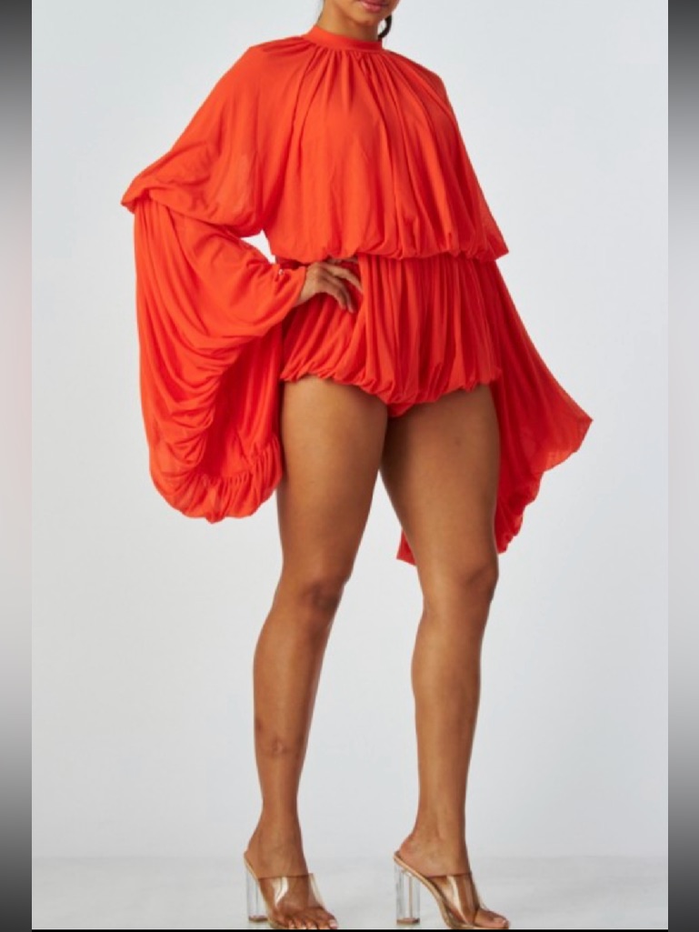 Vibrant Orange Draped Romperplease Read Below Last One